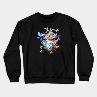 Heart Human Anatomy colorful butterflies Crewneck Sweatshirt